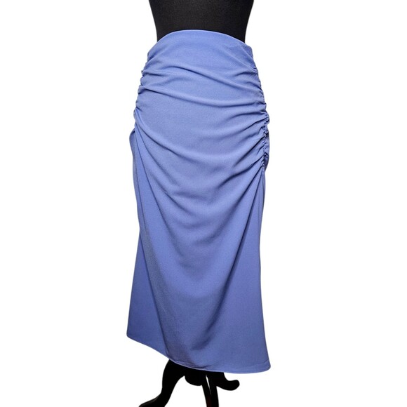 MISTRESS ROCKS LA Wishing Gathered Midi Skirt Purple Large NWT Ruched - Picture 2 of 12